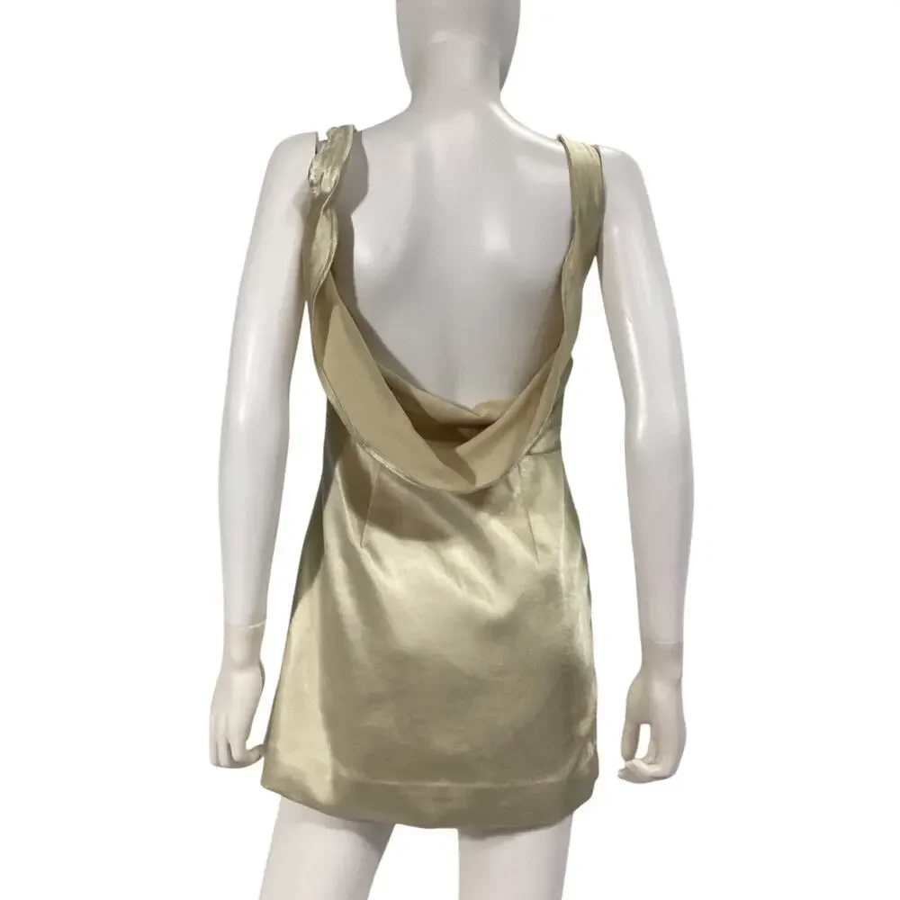 L'Academie Sleek Champagne Cowl Back Mini Dress Size M - Picture 2 of 3
